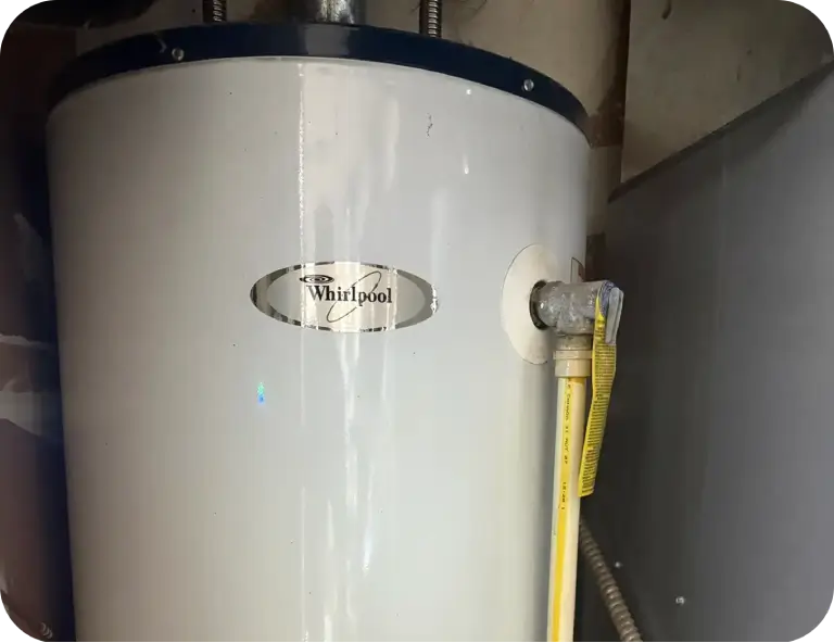 a white tank with a blue border