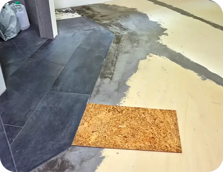 a tiled floor, showcasing a smooth and even surface