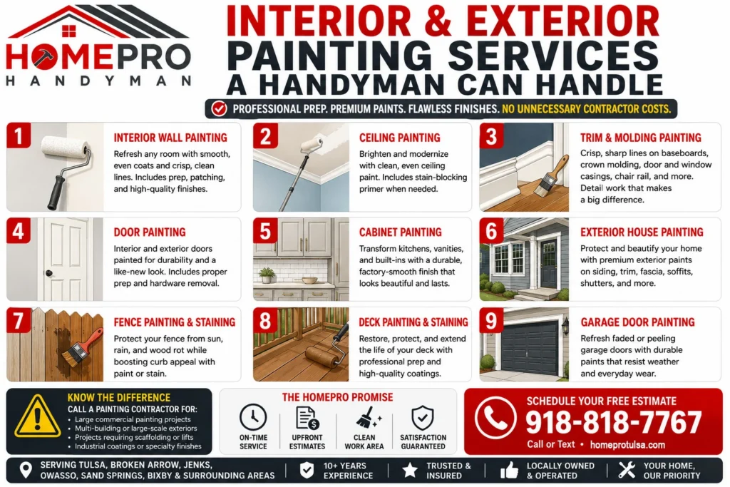 Interior and Exterior Painting Services a Handyman can Handle Homepro Handyman Tulsa