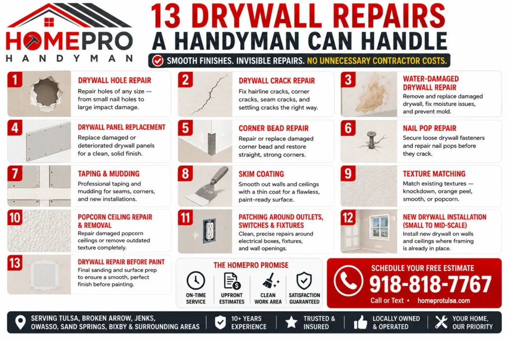 13 Drywall Repairs a Handyman Can Handle Homepro Handyman Tulsa